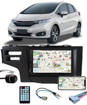 Multimídia Honda Fit 2015 2016 2017 2018 2019 2020 2021 Espelhamento Bluetooth USB SD Card + Moldura + Câmera Borboleta + Chicote + Adaptador de Anten