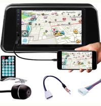 Multimídia Kicks PCD Espelhamento Bluetooth USB SD Card + Interface Volante + Moldura + Chicotes + Câmera Ré