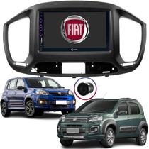 Multimídia Mp5 2 Din Fiat Uno 2014/2021 Moldura + Câmera Ré