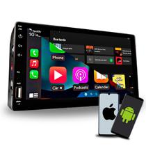 Multimídia MP5 7 Polegadas 2din Full Touch HT-3827CA Espelhamento CarPlay Android Auto Com Fio Bluetooth USB AUX H-Tech