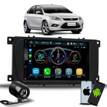 Multimídia MP5 7 Polegadas IPS Bluetooth USB Com CarPlay e Android Auto Sem Fio Moldura Ford Focus 2009 a 2013 Câmera