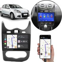 Multimidia MP5 9" Sandero 2012-2014 CarPlay/Android-Auto + Câmera de Ré e Moldura Painel