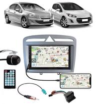 Multimídia Peugeot 308/408 Espelhamento Bluetooth USB SD Card + Moldura + Câmera Borboleta + Chicotes + Adaptador de Antena + Interface Volante