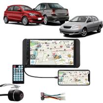 Multimídia Toyota Etios Hatch Sedan Corolla 2003 á 2007 com Espelhamento Bluetooth USB SD Card + Moldura + Câmera Borboleta + Adaptador de Antena + Ch