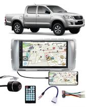 Multimídia Toyota Hilux SRV Cabine Dupla 2012 2013 2014 2015 Espelhamento Bluetooth USB SD Card + Moldura + Câmera Borboleta + Adaptador de Antena + C
