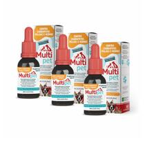 Multipet Medicamento Natural Combate a Pulgas, Carrapatos e Vermes 30ml 3 Unidade