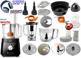 Multiprocessador 127v 1000w com 21 Itens com 2 Anos Garantia PHILIPS WALITA cortesia fone P9 azul