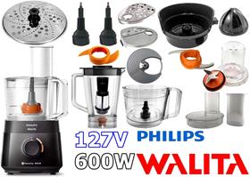 Multiprocessador 127V com 18 Itens de 600w com 2 Anos Garantia com Cortesia Aparador Branco e Roxo