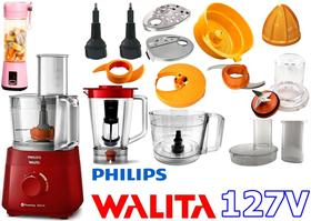 Multiprocessador 127v contendo 17 Itens com 2 Anos Garantia de 600w com cortesia blender pink