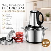 Multiprocessador Elétrico de Alimentos 5L e Molde Profissional de Hambúrguer Antiaderente Multiprocessador Elétrico de Alimentos 5L e Molde Profissional de Hambúrguer Antiaderente