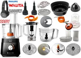 MULTIPROCESSADOR PHILIPS WALITA Com 2 Anos Garantia 21 Itens 1000w 220v Cortesia Fone Preto