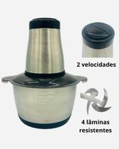 Multiprocessador Triturador de Carne 2 Litros 110V Alimentos Legumes Moedor de alimentos Cor:Preto