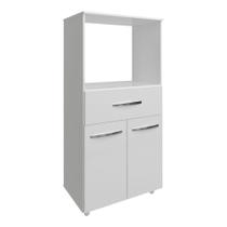 Multiuso Armário Laura Com Nicho Para Forno Elétrico E Microondas Com Gaveta E 2 Portas Mobília Decor Branco