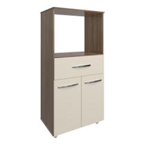Multiuso Armário Laura Com Nicho Para Forno Elétrico E Microondas Com Gaveta E 2 Portas Mobília Decor Savana Off White