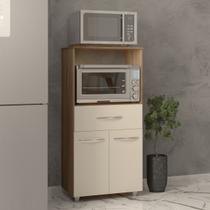 Multiuso Armário Laura com Nicho para Forno Elétrico e Microondas com Gaveta e 2 Portas Mobília Decor Savana Off White