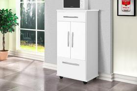 Multiuso/Bancada/Balcão/Organizador Montana Com 2 Portas e 2 gavetas Com Puxadores Cromados e Pés em ABS Cor Branco