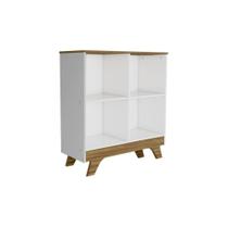 Multiuso de Quarto Bebê Retrô 2869 c/ 4 Nichos Branco/Amendoa - Peroba