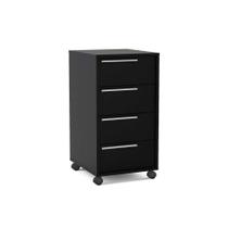 Multiuso Escritório Maia c/ 4 Gavetas e Rodízios Preto - Politorno