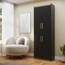 Multiuso Flex 4 Portas Preto/Nature - Potenza Móveis Multiuso Flex 4 Portas Preto/Nature - Potenza Móveis