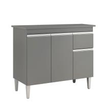 Multiuso Gabinete Balcão Tatiane 100cm 3 Portas e 1 Gaveta S/Tampo Cinza - Ajl Móveis