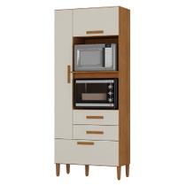 Multiuso para Forno e Microondas Seul 3 Portas 2 Gavetas Nogueira com Off White Atualle