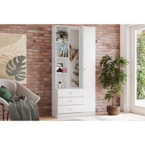 Multiuso Quarto 2 Portas (1 c/ Espelho) e 3 Gavetas Doha Branco - Henn Multiuso Quarto 2 Portas (1 c/ Espelho) e 3 Gavetas Doha Branco - Henn