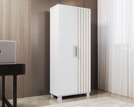 Multiuso Sapateira Paris Com 2 Portas MDF Com Pé de Madeira Estilo Ripado Classico Design Moderno