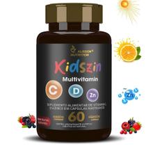Multivitamin Kidszin Vitaminas C D Zinco para crianças 60 cápsulas mastigaveis - Alisson Nutrition