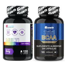 Multivitaminico 120 Caps + Bcaa 120 Caps Growth Supplements