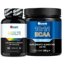 Multivitaminico 120 Caps + Bcaa em Pó 200g Laranja Growth