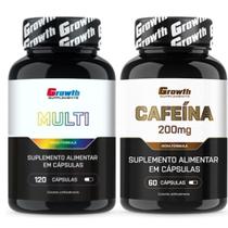 Multivitaminico 120 Caps + Cafeina 200mg 60 Caps Growth Multivitaminico 120 Caps + Cafeina 200mg 60 Caps Growth