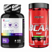 Multivitaminico 120 Caps Growth + Bcaa Top 120 Caps Integral - Growth Supplements