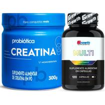 Multivitaminico 120 Caps Growth + Creatina 300g Probiotica Multivitaminico 120 Caps Growth + Creatina 300g Probiotica