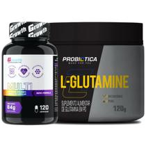 Multivitaminico 120 Caps Growth + Glutamina 120g Probiotica