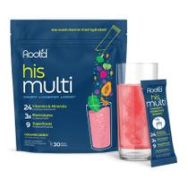 Multivitamínico em pó Root'd para homens com 24 vitaminas e minerais