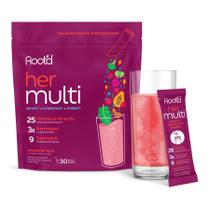 Multivitamínico em pó Root'd para mulheres com 25 vitaminas e minerais