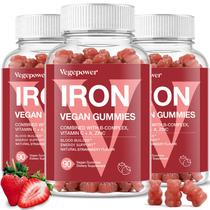 Multivitamínico Iron Gummies VEGEPOWER com vitamina C e morango Multivitamínico Iron Gummies VEGEPOWER com vitamina C e morango