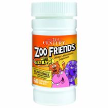 Multivitamínico Zoo Friends com Xtra C 60 comprimidos mastigáveis da 21st Century (pacote com 4)