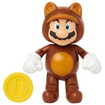 Mundo do Nintendo 91436 4" Tanooki Mario com Figura de Ação de Moeda