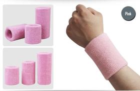 Munhequeira Aolikes Alta Absorção de Suor Exercício Funcional -Rosa Claro 15 cm