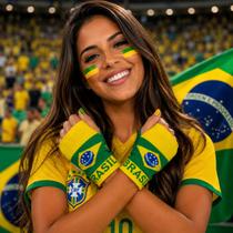 Munhequeira Brasil Esportiva com Bandeira Faixa de Pulso para Torcida, Esportes e Eventos