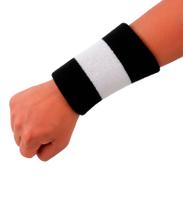 Munhequeira Esportiva 15cm Cor Preta e Branca Toalha 1 Unidade