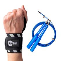 Munhequeira Listrada Elástica Skyhill e Corda de Pular Speed de Aço