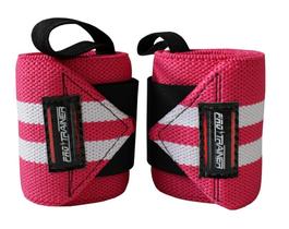 Munhequeira Profissional exercício funcional rosa com branco - Pro Trainer