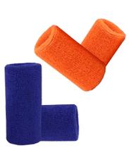 Munhequeira Toalha 15cm Pack 2 Pares Cores Azul e Laranja