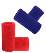 Munhequeira Toalha 15cm Pack 2 Pares Cores Azul e Vermelha