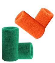 Munhequeira Toalha 15cm Pack 2 Pares Cores Laranja e Verde Munhequeira Toalha 15cm Pack 2 Pares Cores Laranja e Verde