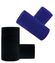 Munhequeira Toalha 15cm Pack 2 Pares Cores Preta e Azul