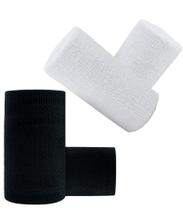 Munhequeira Toalha 15cm Pack 2 Pares Cores Preta e Branca