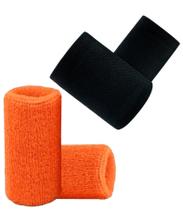 Munhequeira Toalha 15cm Pack 2 Pares Cores Preta e Laranja